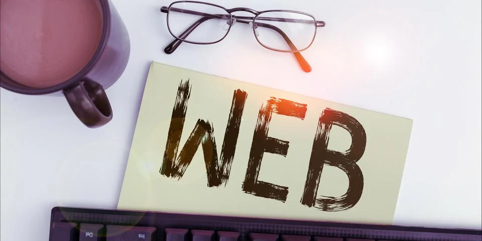 Conceptual display Web. Internet Concept a system of Internet servers that Stock Photos