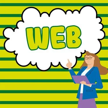 Conceptual display Web. Word for a system of Internet servers that support Illustrazione stock