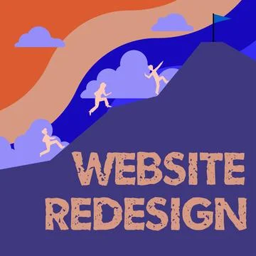 Conceptual display Website Redesign. Conceptual photo modernize improver or Illustrazione stock