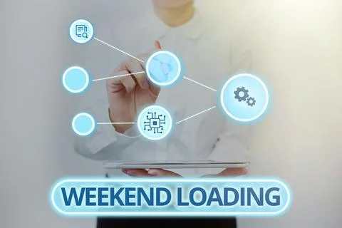 Conceptual display Weekend Loading. Word Written on Starting Friday party relax 스톡 사진