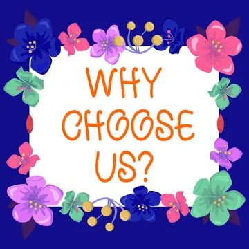 Conceptual display Why Choose Us. Word for Reasons for choosing our brand over Ilustração Stock