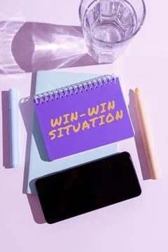 Conceptual display Win Win Situation. Business approach time allocated for work 库存照片