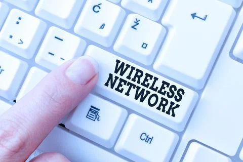 Conceptual display Wireless Network. Business concept computer network that uses Foto stock