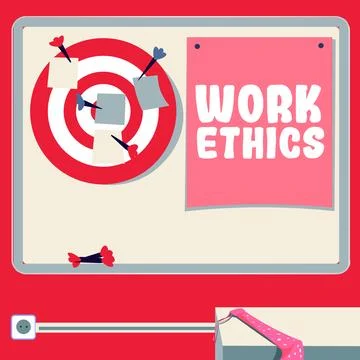 Conceptual display Work Ethics. Word for A set of values centered on the Illustrazione stock