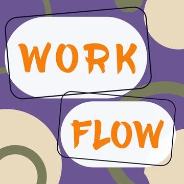 Conceptual display Work Flow. Business approach Continuity of a certain task to Illustrazione stock