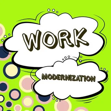 Conceptual display Work Modernization. Business showcase changing product Illustrazione stock