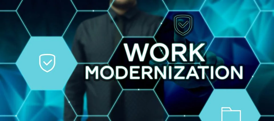 Conceptual display Work Modernization. Concept meaning changing product service Stock Photos