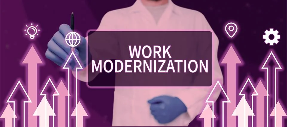 Conceptual display Work Modernization. Concept meaning changing product service 写真素材