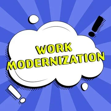 Conceptual display Work Modernization. Word Written on changing product service Illustrazione stock