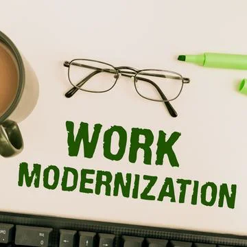 Conceptual display Work Modernization. Word Written on changing product service Stock Photos
