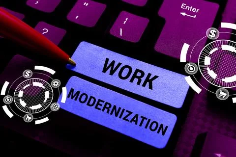 Conceptual display Work Modernization. Word Written on changing product service 库存照片