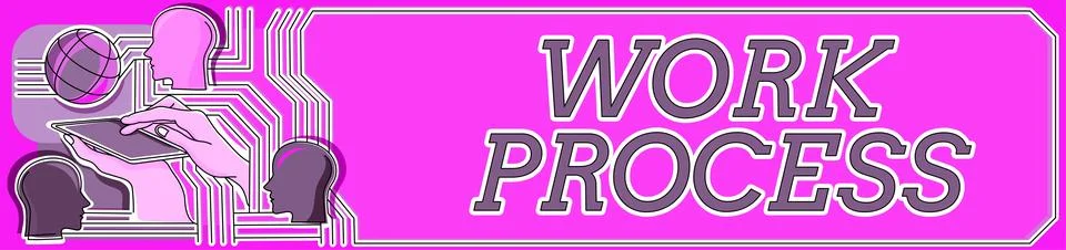 Conceptual display Work Process. Business concept Standard procedures how to Stock Illustration
