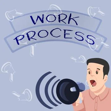 Conceptual display Work Process. Concept meaning Standard procedures how to Stock Illustration