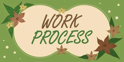 Conceptual display Work Process. Concept meaning Standard procedures how to Stock Illustration