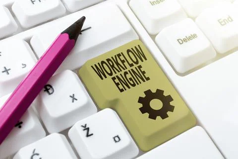 Conceptual display Workflow Engine. Business approach software application that Foto stock