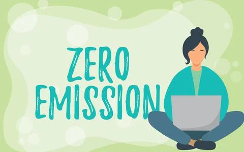Conceptual display Zero Emission. Business idea Zero Emission Young Lady Sitting Stock Illustration