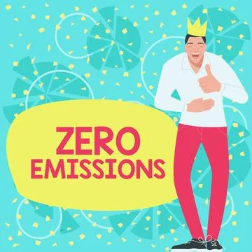 Conceptual display Zero Emissions. Business overview emits no waste products Stock Illustration