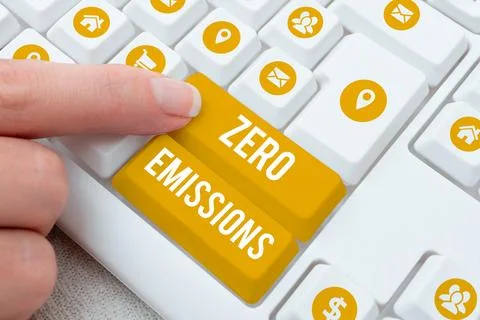 Conceptual display Zero Emissions. Concept meaning emits no waste products that Stock Photos