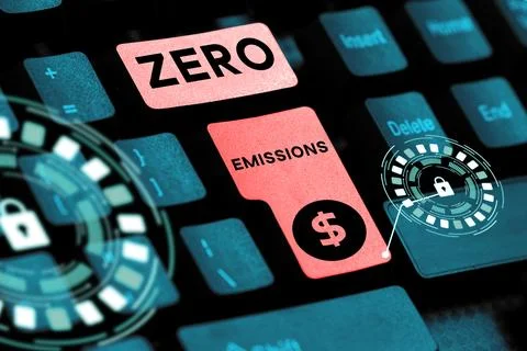 Conceptual display Zero Emissions. Conceptual photo emits no waste products that Stock Photos