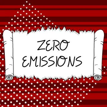 Conceptual display Zero Emissions. Word for emits no waste products that pollute Stock Illustration