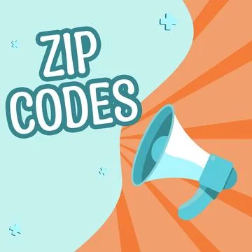 Conceptual display Zip Codes. Conceptual photo numbers added to a postal address Illustrazione stock