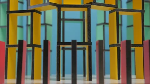 Conceptual domino building falling down, causing a domino effect. Concept of Video stock 132996422