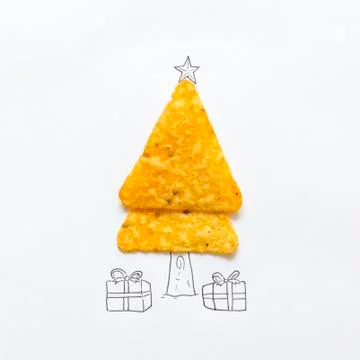 Conceptual drawing of a Christmas tree Stock Photos