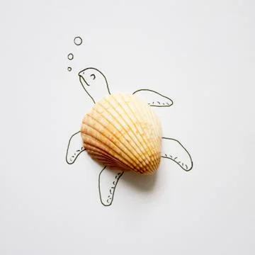 Conceptual drawing of a turtle Stock Photos