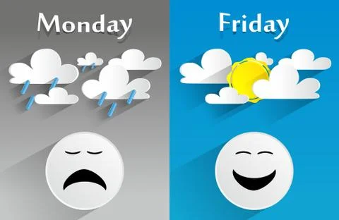 Conceptual Feeling Monday to Friday Stock Illustration
