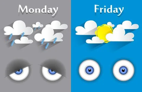 Conceptual feeling monday to friday Stock Illustration