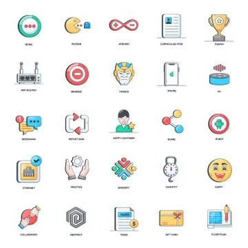 Conceptual Flat Icons Vector Set Stock Illustration