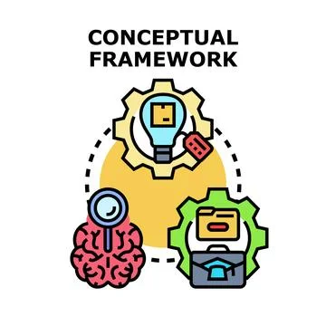 Conceptual framework developing creative business solutions Stock Illustration