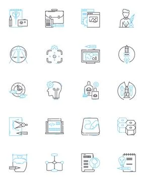 Conceptual frameworks linear icons set. Structure, Insight, Context, Abstraction 库存插图