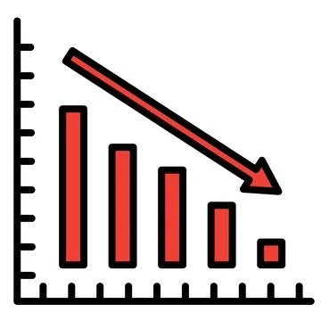 Conceptual graph with decrease report. Dark diagram with recession and bank.. Stock Illustration