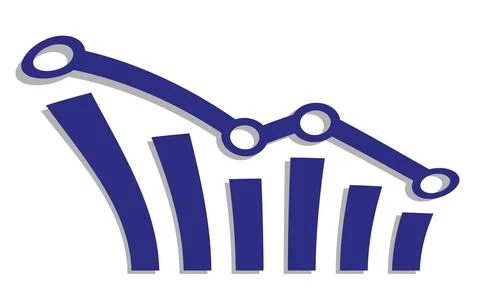Conceptual graph with decrease report. Diagram with recession and bankruptc.. Stock Illustration