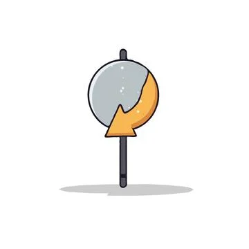 Conceptual graphic featuring a stylized directional arrow indicating rotati.. Stock Illustration