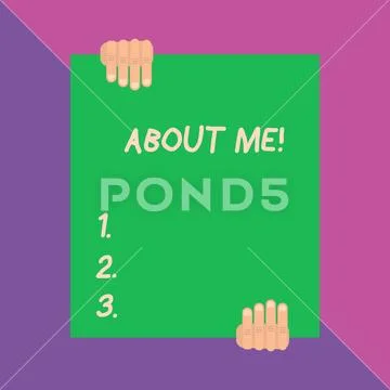 Conceptual hand writing showing About Me. Business photo showcasing telling Stock Illustration