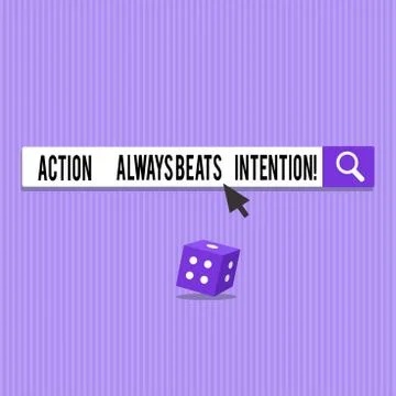 Conceptual hand writing showing Action Always Beats Intention. Business photo Stock Illustration
