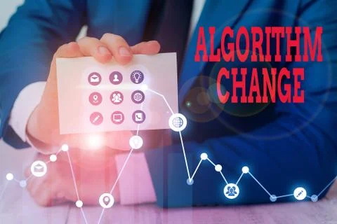 Conceptual hand writing showing Algorithm Change. Business photo showcasing Stockfoto's