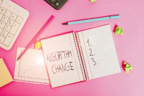 Conceptual hand writing showing Algorithm Change. Business photo text change in Stock Photos