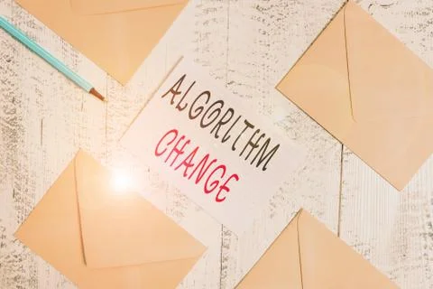 Conceptual hand writing showing Algorithm Change. Business photo text change in Foto stock