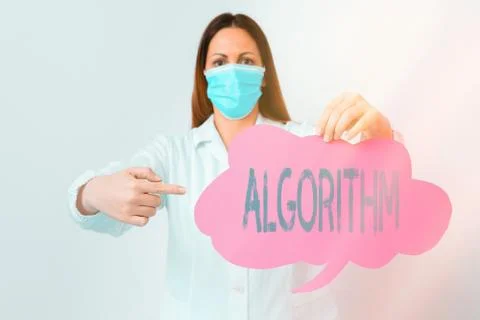 Conceptual hand writing showing Algorithm. Business photo showcasing a method or 스톡 사진