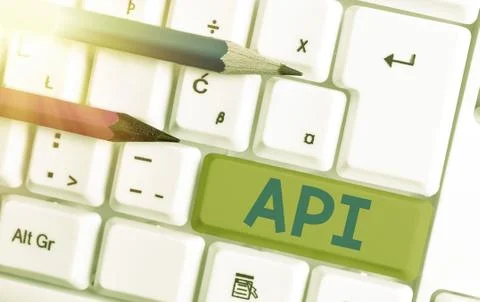 Conceptual hand writing showing Api. Business photo text set of routines Foto stock