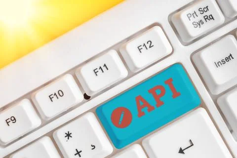 Conceptual hand writing showing Api. Business photo showcasing set of routines Stock Photos