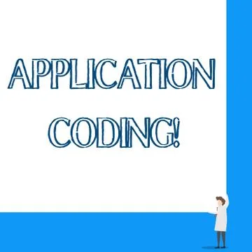 Conceptual hand writing showing Application Coding. Business photo showcasing Stock Illustration