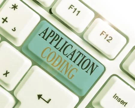 Conceptual hand writing showing Application Coding. Business photo text process Stock Photos
