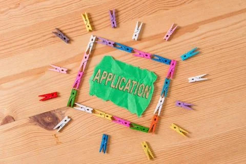 Conceptual hand writing showing Application. Business photo showcasing computer Foto stock