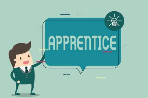 Conceptual hand writing showing Apprentice. Business photo text Person learning Stock Illustration