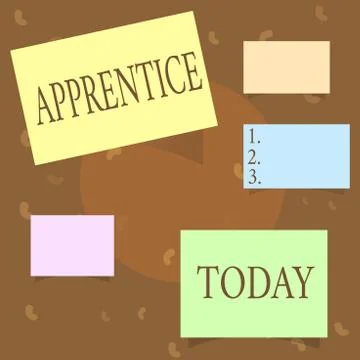 Conceptual hand writing showing Apprentice. Business photo text Person learning Stock Illustration