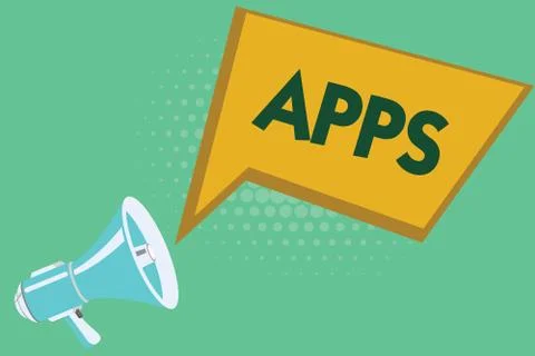 Conceptual hand writing showing Apps. Business photo showcasing An application Stock Illustration